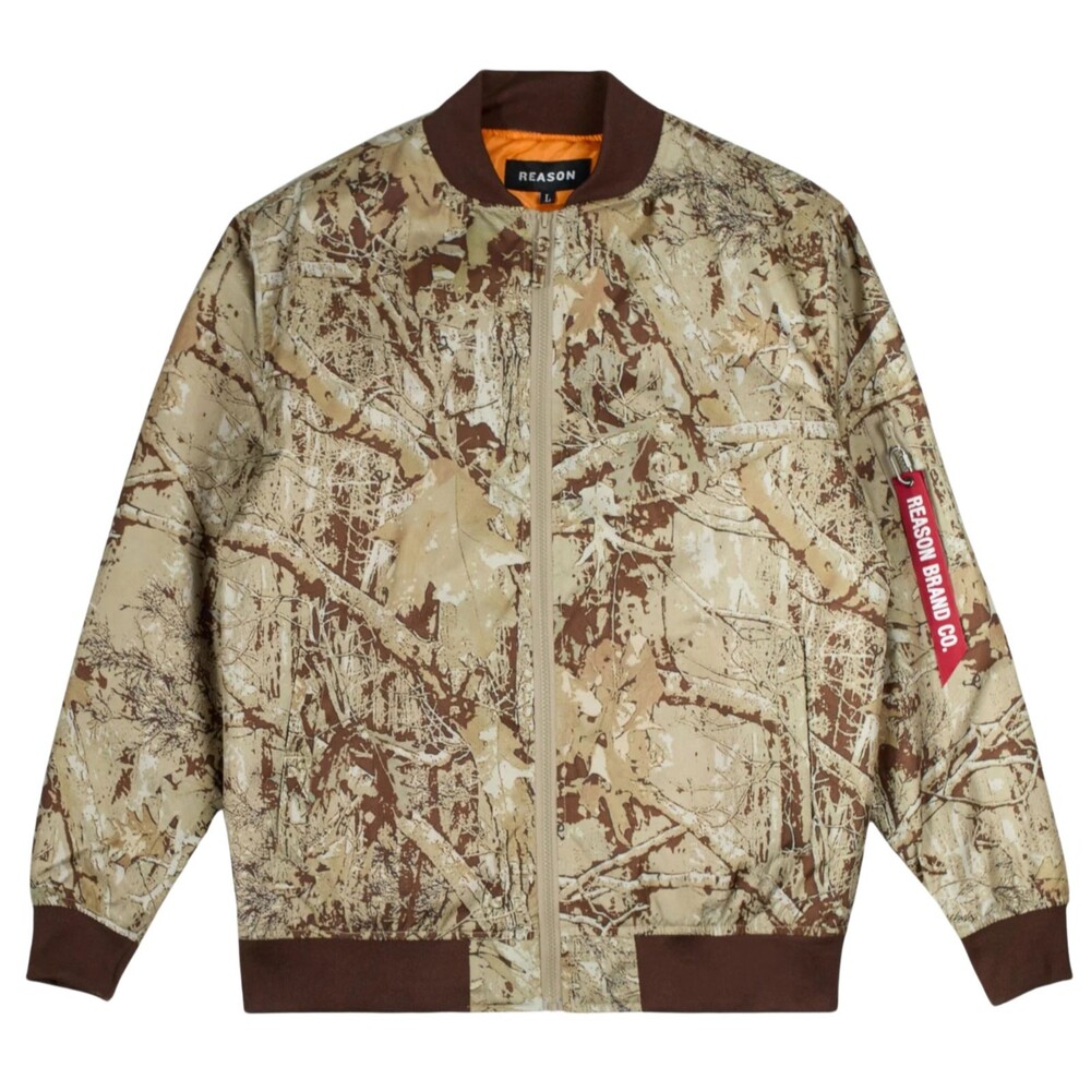 Reason Bomber Jacket Men’s L, XL Camo Green Brown Pilot Jacket Flight Jacket
